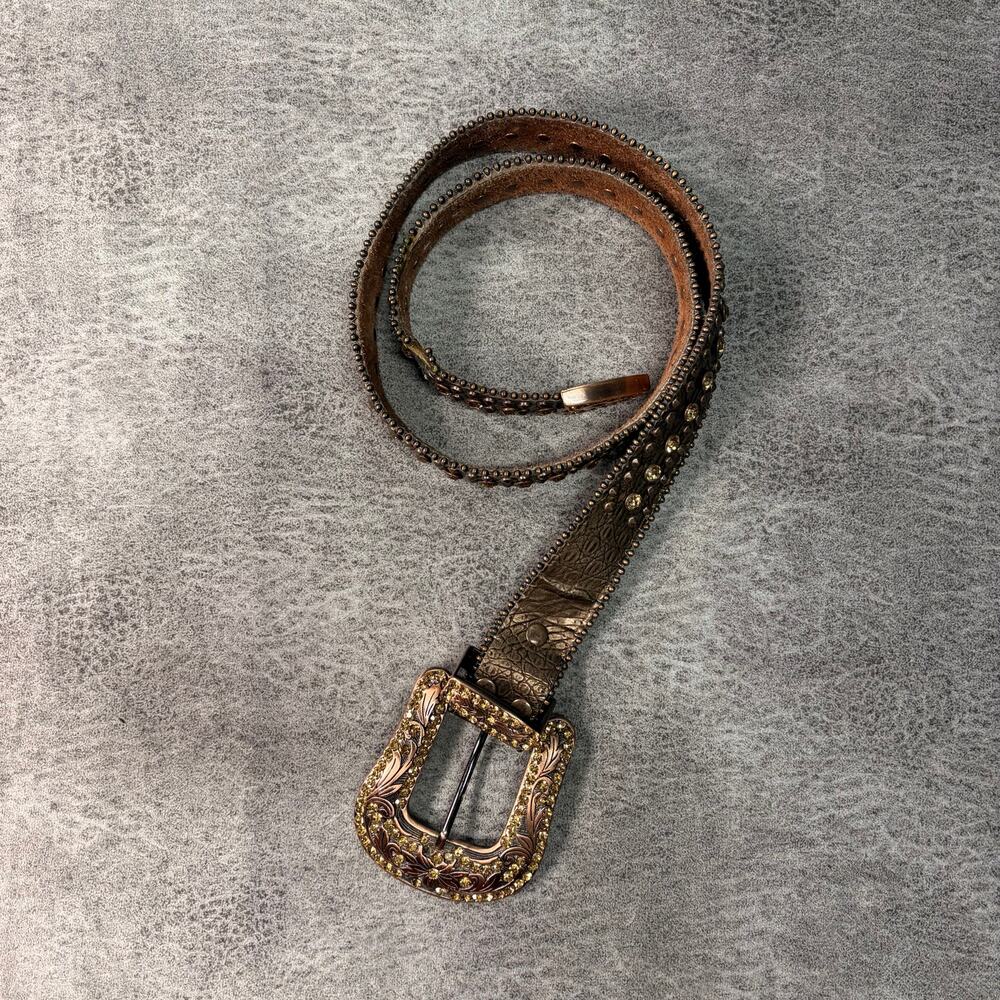 Brown Studded Embellished Western Belt